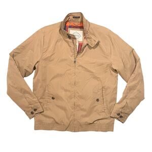St. John's Bay Tan Shell Water Resistant Lightweight Bomber Jacket Mens Medium